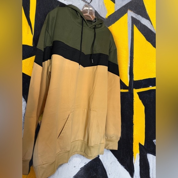 Mens Hoodie Multicolor Panel Sweatshirt Fleece Long Sleeve  Size 2XL NEW - Picture 2 of 12